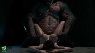 Jill Valentine with Perfect Tits Fucks Big Monster