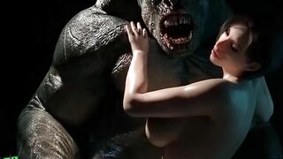 Jill Valentine with Perfect Tits Fucks Big Monster