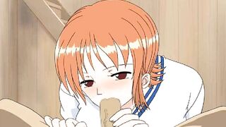 One Piece - Nami Blowjob and Facial Cumshot - Hentai POV P56