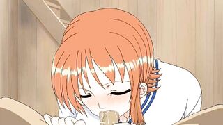 One Piece - Nami Blowjob and Facial Cumshot - Hentai POV P56