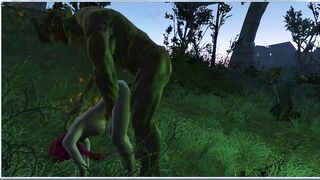 Green Giant Bent over Girl for Anal Sex | 3d Monster Porno, ADULT Mods