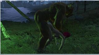 Green Giant Bent over Girl for Anal Sex | 3d Monster Porno, ADULT Mods