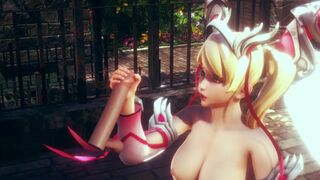 3D HENTAI OVERWATCH Mercy Jerking off your Cock