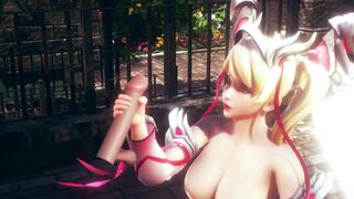 3D HENTAI OVERWATCH Mercy Jerking off your Cock