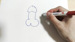 Draw an Illustration of a Dick. then Write a Word that Means Dick in Japanese.