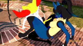 Pokemon Yuri Hentai - Braixen and Lucario make Scissors