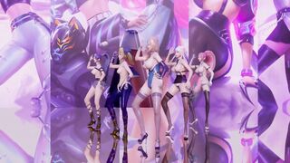 [MMD] Everglow - Dun Dun Strip Vers. Ahri Akali Evelynn Kaisa Seraphine 3D Erotic Dance