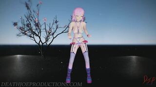 MMD SFW 4k Sexy Pink Misaka Bondage Bikini - Crab Rave - 1078