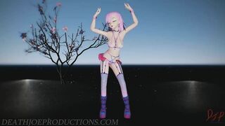 MMD SFW 4k Sexy Pink Misaka Bondage Bikini - Crab Rave - 1078