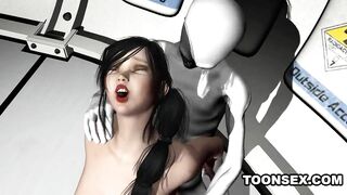 Sexy 3D brunette getting fucked hard by an alien