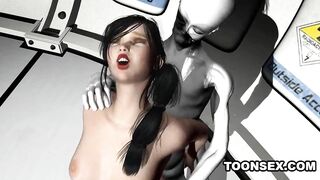 Sexy 3D brunette getting fucked hard by an alien