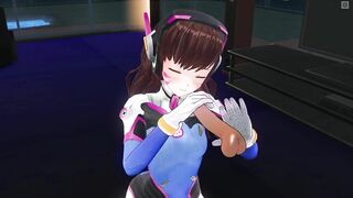 3D HENTAI D.VA jerks off your cock in the penthouse