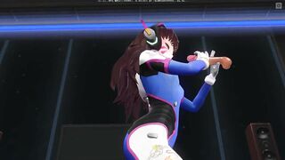 3D HENTAI D.VA jerks off your cock in the penthouse