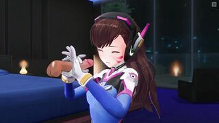 3D HENTAI D.VA jerks off your cock in the penthouse