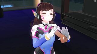 3D HENTAI D.VA jerks off your cock in the penthouse