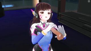 3D HENTAI D.VA jerks off your cock in the penthouse