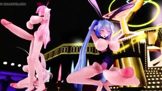 MMD - Three futa girls let their big cocks bounce