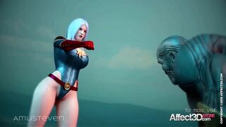 Superhero 3d animation with a big tits beauty