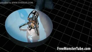 Busty 3D cartoon Tron babe getting fucked hard