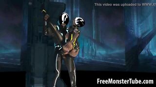 Busty 3D cartoon Tron babe getting fucked hard