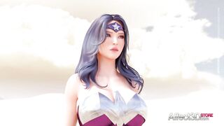 Big tits superhero futa babes having sex in desert in a 3d animation