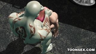 3D Babe Masturbates Before Sucking and Fucking