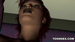 Foxy 3D Cartoon Redhead Plays with Herself