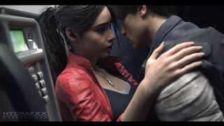 Claire Redfield And Leon In A Phone Booth