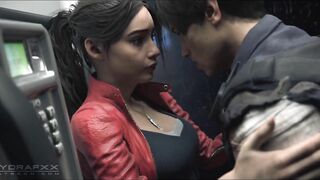 Claire Redfield And Leon In A Phone Booth