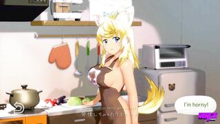 Wolf Girl Wags Her Tail Happily For The Food You Bring Her Thanks You With Her Big Tits - Hentai Pros