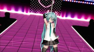 Miku Poledance With Futanari Dark Miku -Selcest MMD