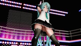 Miku Poledance With Futanari Dark Miku -Selcest MMD