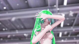 MMD GIRLS - HENTAI MMD 3D DANCE, UNDRESSING, GREEN HAIR COLOR EDIT, SMIXIX