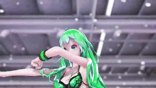 MMD GIRLS - HENTAI MMD 3D DANCE, UNDRESSING, GREEN HAIR COLOR EDIT, SMIXIX