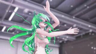 MMD GIRLS - HENTAI MMD 3D DANCE, UNDRESSING, GREEN HAIR COLOR EDIT, SMIXIX