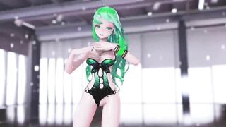 MMD GIRLS - HENTAI MMD 3D DANCE, UNDRESSING, GREEN HAIR COLOR EDIT, SMIXIX