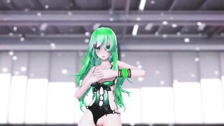 MMD GIRLS - HENTAI MMD 3D DANCE, UNDRESSING, GREEN HAIR COLOR EDIT, SMIXIX