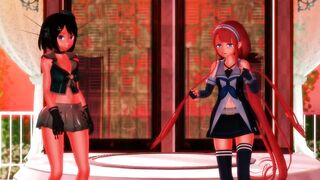 【MMD】Angelfish & Maya & Kawakaze!【R-18】