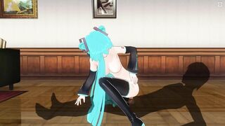 3D HENTAI Hatsune Miku rides your cock reverse cowgirl