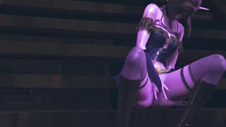 Purple elf masturbates her pussy on the deck of a ship