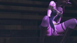 Purple elf masturbates her pussy on the deck of a ship