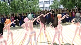 【MMD】Girls in the courtyard【R-18】