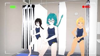 【MMD】TDA school swimsuit Eazy Dance【R-18】