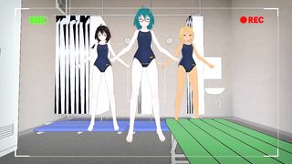 【MMD】TDA school swimsuit Eazy Dance【R-18】