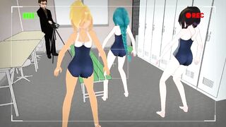 【MMD】TDA school swimsuit Eazy Dance【R-18】