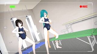 【MMD】TDA school swimsuit Eazy Dance【R-18】