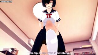 POV Hentai Feet Mikoto Urabe pleases you with her feet Mysterious Girlfriend X