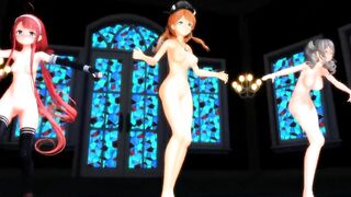 【MMD】Kawakaze & Kashima & Prinz - Undead enemies【R-18】