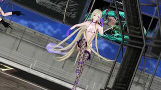 【MMD】WAVE in a tattoo micro bikini【R-18】