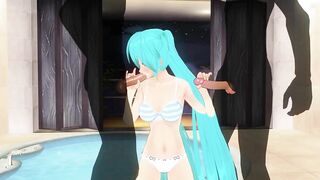 3D HENTAI Miku double blowjob